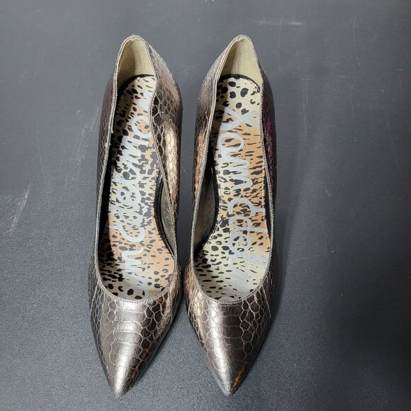 Sam Edelman Womens Metallic Sadi Snakeskin Pump Heel Size 6.5 Formal Animal Date - Picture 11 of 12